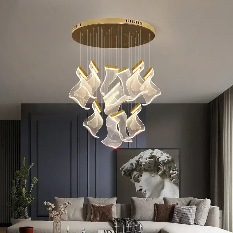 DecorBites™ Acrylic Deluxe Staircase Chandelier - Villa, Lobby, Living Room Decor Lighting