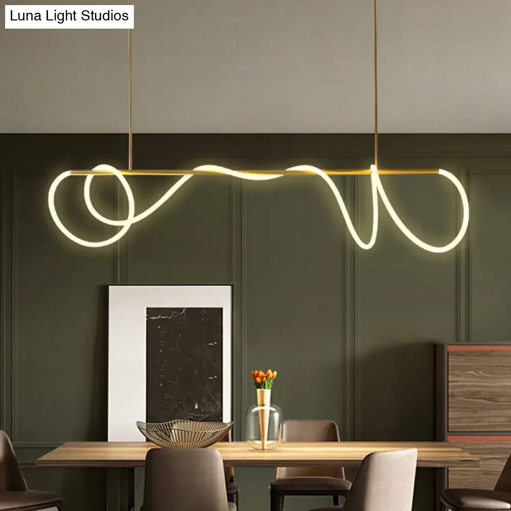 DecorBites™ Acrylic Flex Tube Suspension Light: Minimalist LED Island Lamp in Gold with Linear Arm - Warm/White/Natural Light