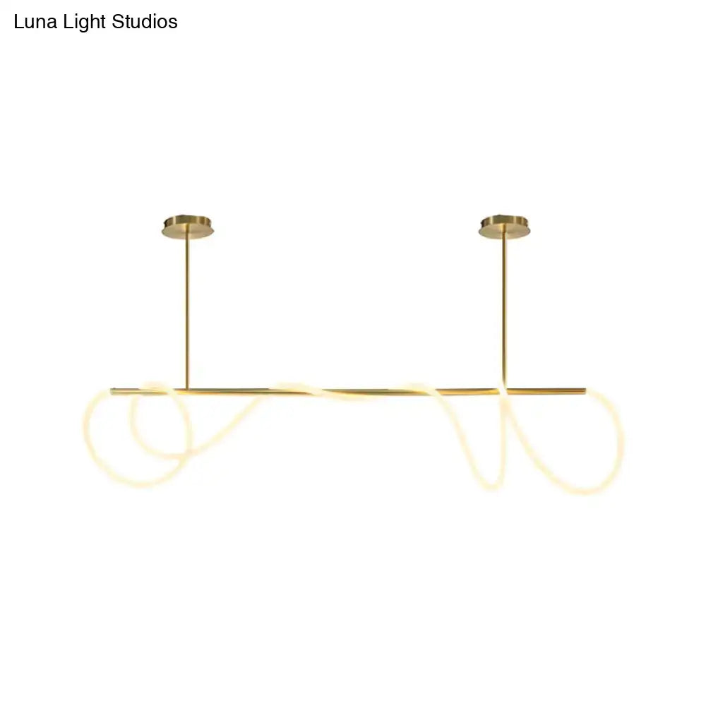 DecorBites™ Acrylic Flex Tube Suspension Light: Minimalist LED Island Lamp in Gold with Linear Arm - Warm/White/Natural Light