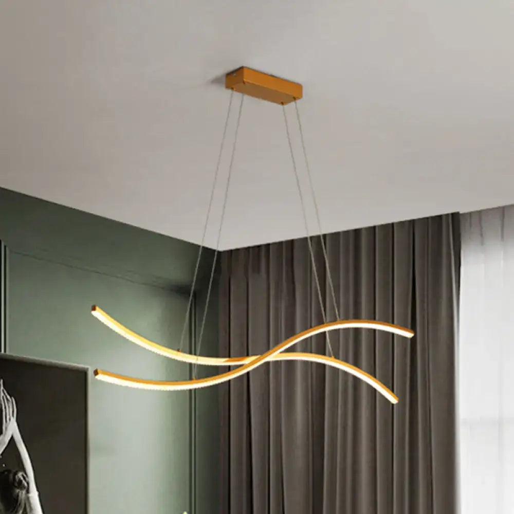 DecorBites™ Acrylic Linear Island Pendant Lighting - Simple LED Chandelier Light in Gold - Warm/White Light - 31.5"/39"/47" Width