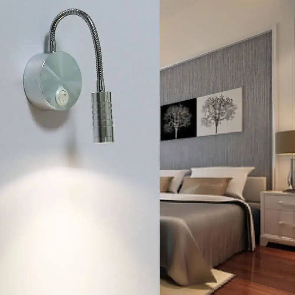 DecorBites™ Adjustable Chrome Cylinder Wall Mount LED Sconce in Warm/White Lighting - Modern Metal Lamp