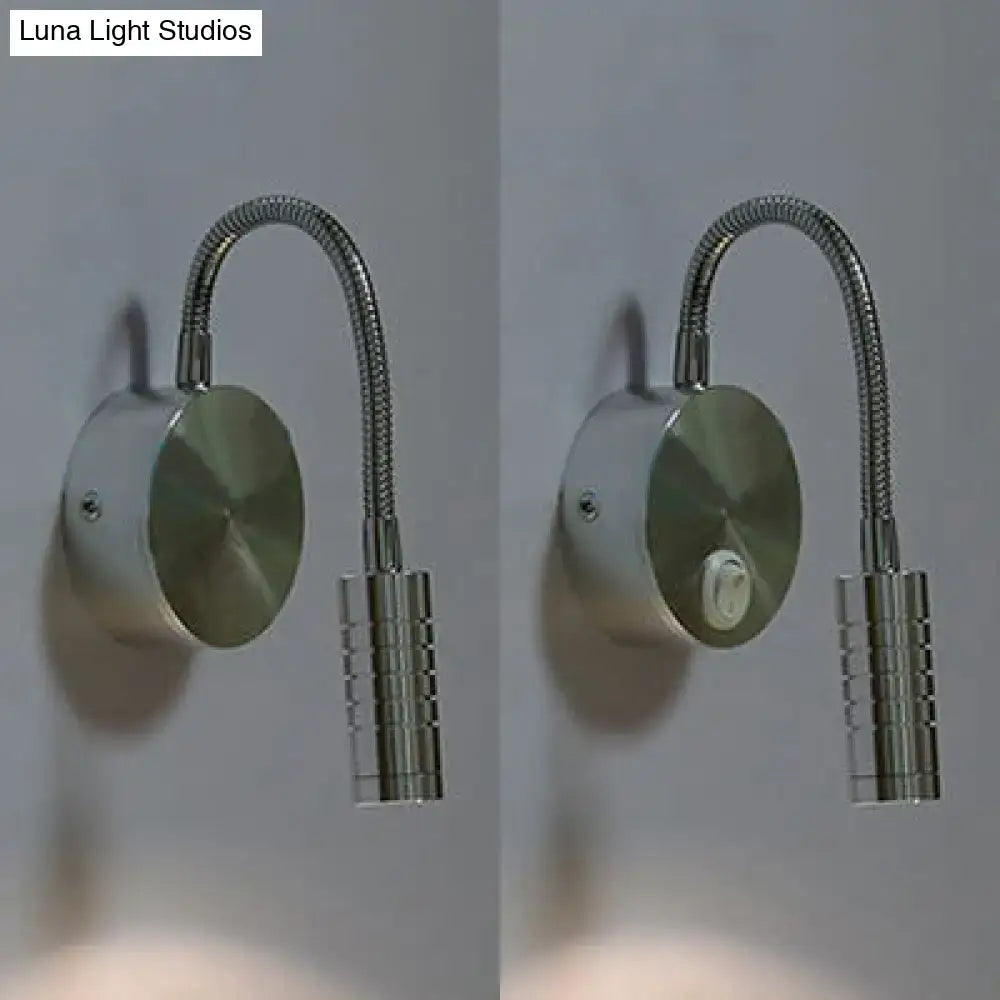 DecorBites™ Adjustable Chrome Cylinder Wall Mount LED Sconce in Warm/White Lighting - Modern Metal Lamp