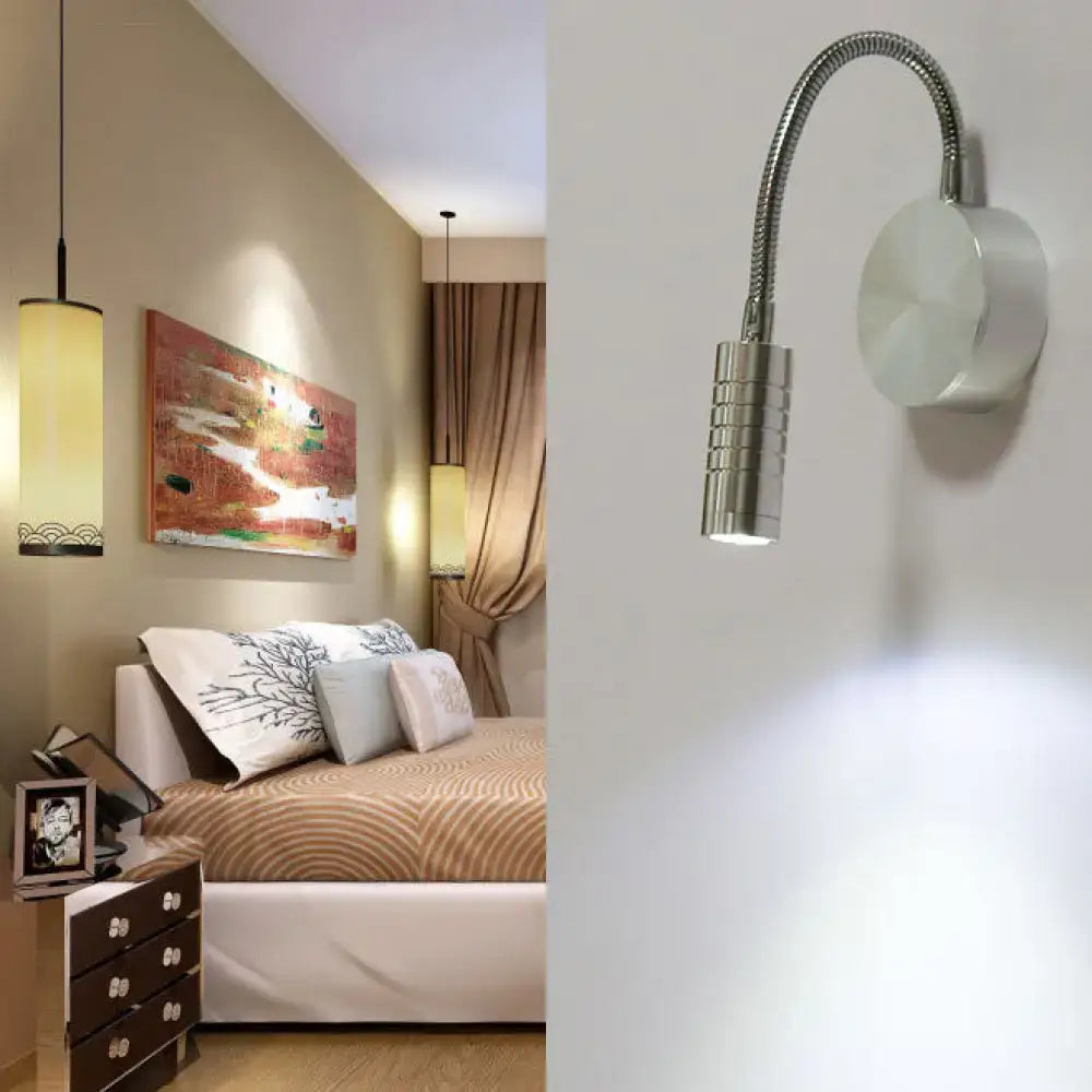 DecorBites™ Adjustable Chrome Cylinder Wall Mount LED Sconce in Warm/White Lighting - Modern Metal Lamp