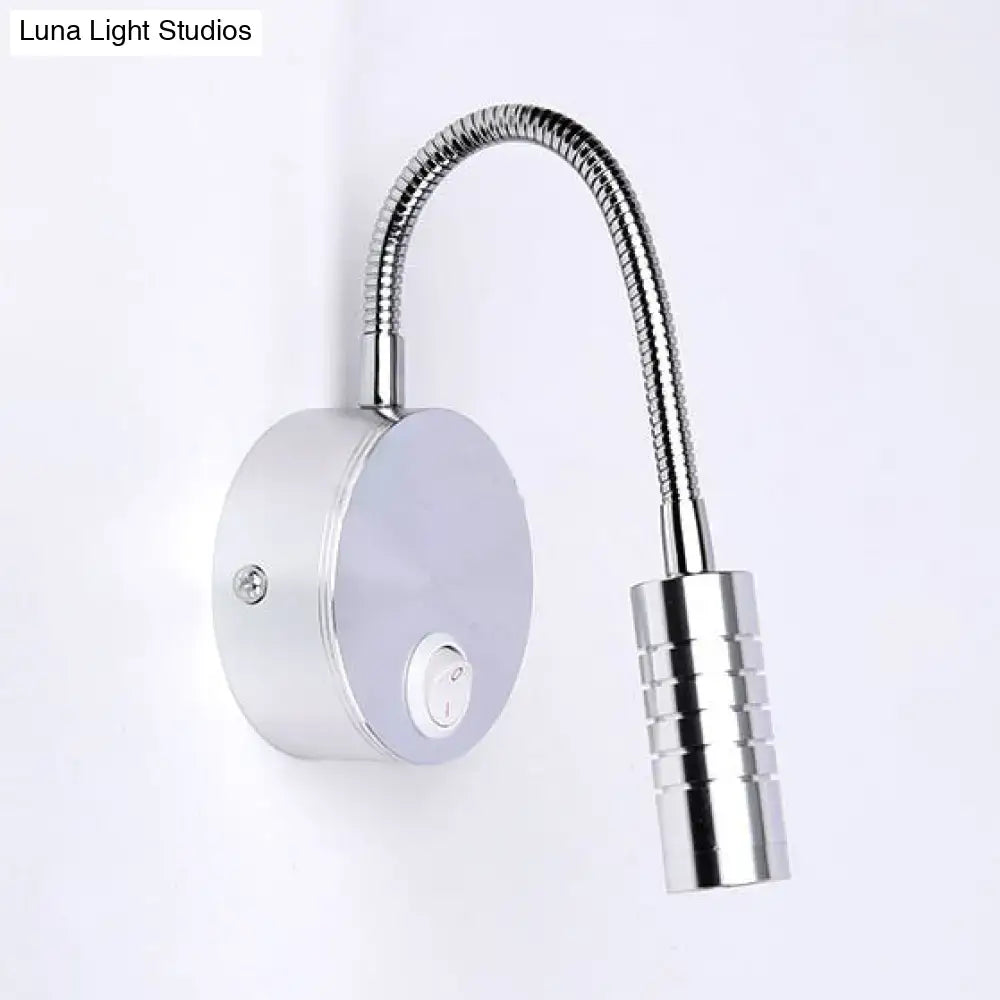 DecorBites™ Adjustable Chrome Cylinder Wall Mount LED Sconce in Warm/White Lighting - Modern Metal Lamp