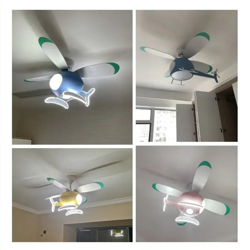 DecorBites™ Aircraft Ceiling Fan Chandelier LED Light Remote Dimming Fixture