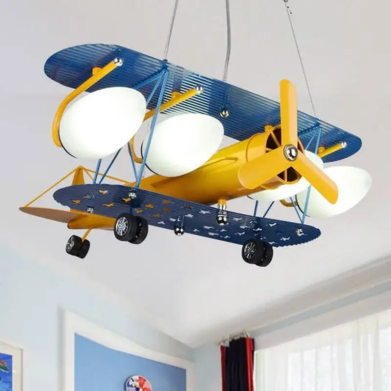 DecorBites™ Airplane Chandelier Kids LED Lights Cartoon Boys Bedroom Cute Gift
