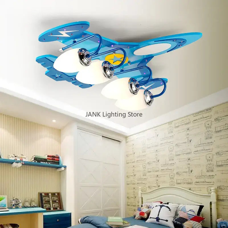 DecorBites™ Airplane Kids LED Chandelier: Eye-Friendly Baby Boy Room Lighting for Environmental Decor.