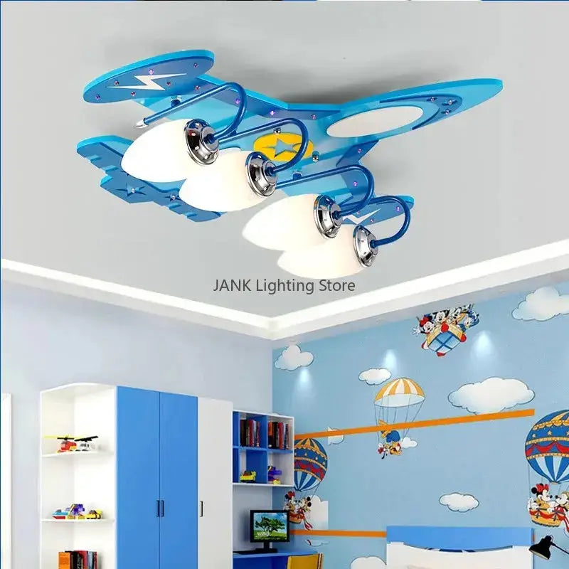 DecorBites™ Airplane Kids LED Chandelier: Eye-Friendly Baby Boy Room Lighting for Environmental Decor.