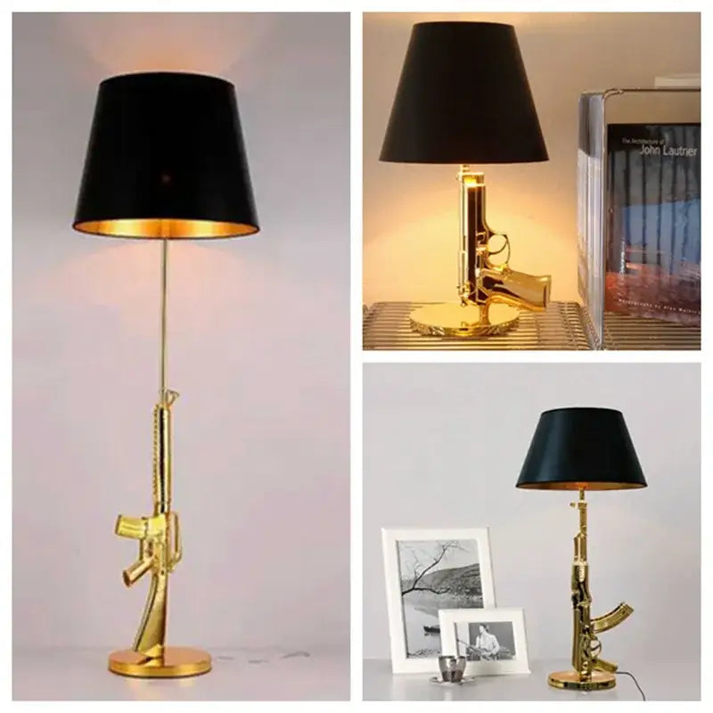 مصباح طاولة بتصميم بندقية AK47 من DecorBites™ - ديكور عصري لغرفة المعيشة والسرير