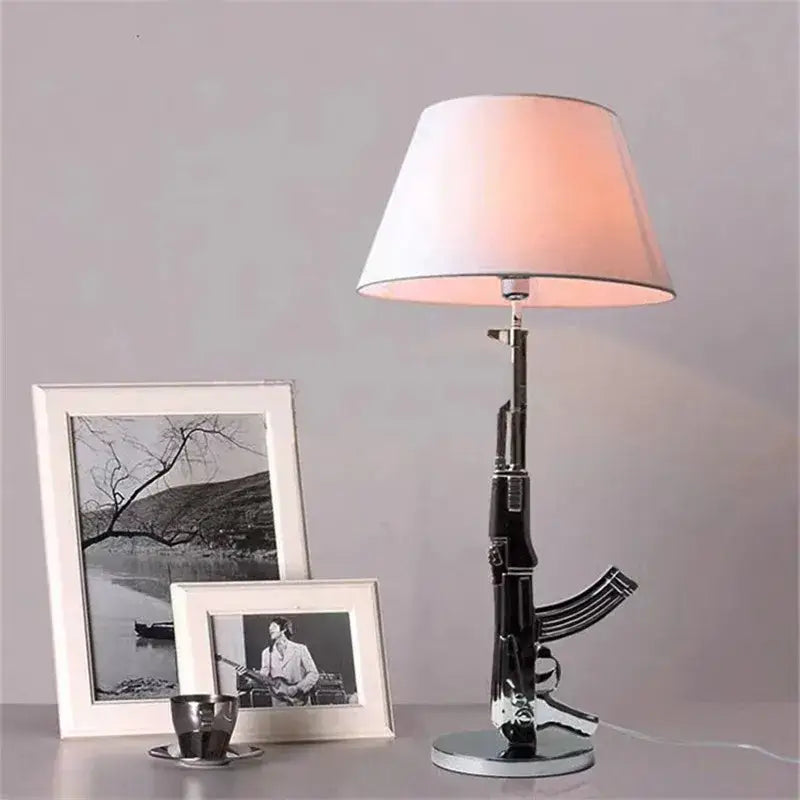 DecorBites™ AK47 Guns Floor Lamp Electroplated Silver Golden Metal Art Deco Bedside Luxury Lamp