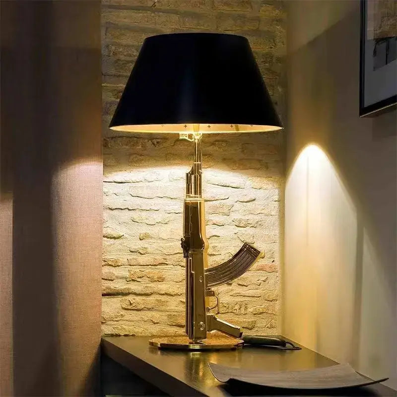 DecorBites™ AK47 Guns Floor Lamp Electroplated Silver Golden Metal Art Deco Bedside Luxury Lamp