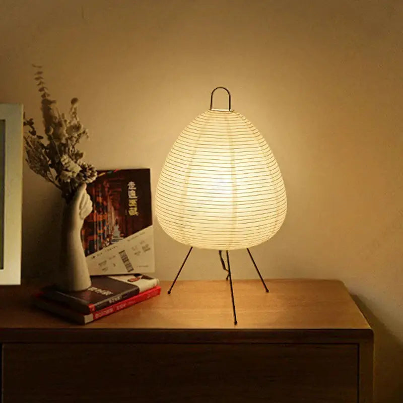 DecorBites™ Akari Noguchi Table Lamp: Japanese Design Rice Paper Standing Light for Home & Bar Décor