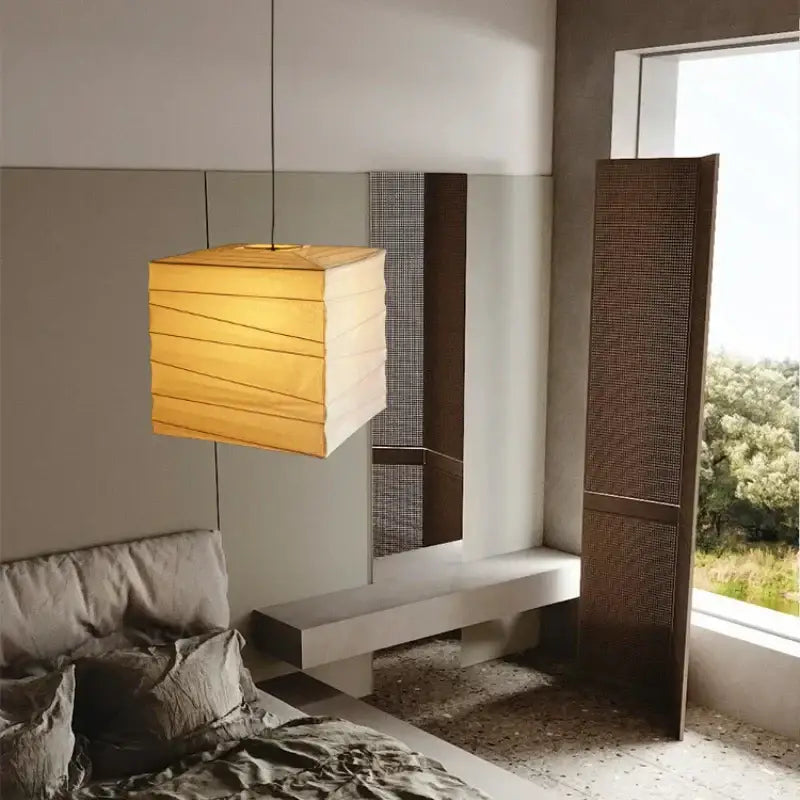 مصباح معلق ورقي أرز أكاري من ديكوربايتس™ لغرفة المعيشة وغرفة النوم - تصميم وابي سابي