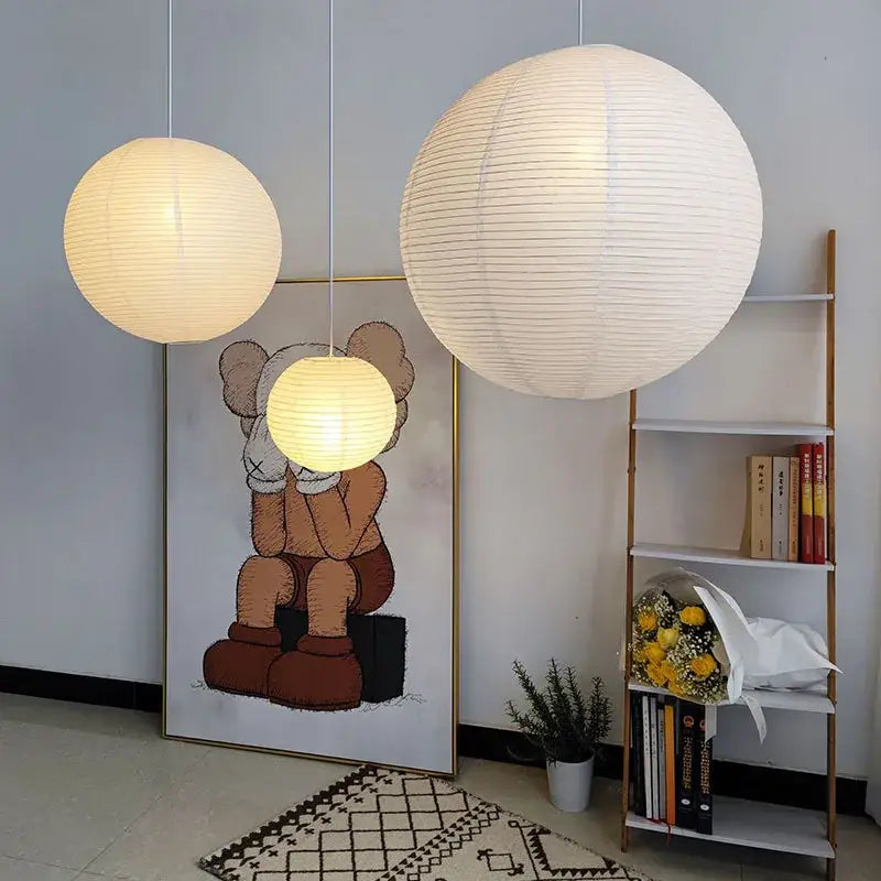 فوانيس أرز أكاري المعلقة من DecorBites™ - مصباح LED يدوي الصنع معلق لديكور المنزل