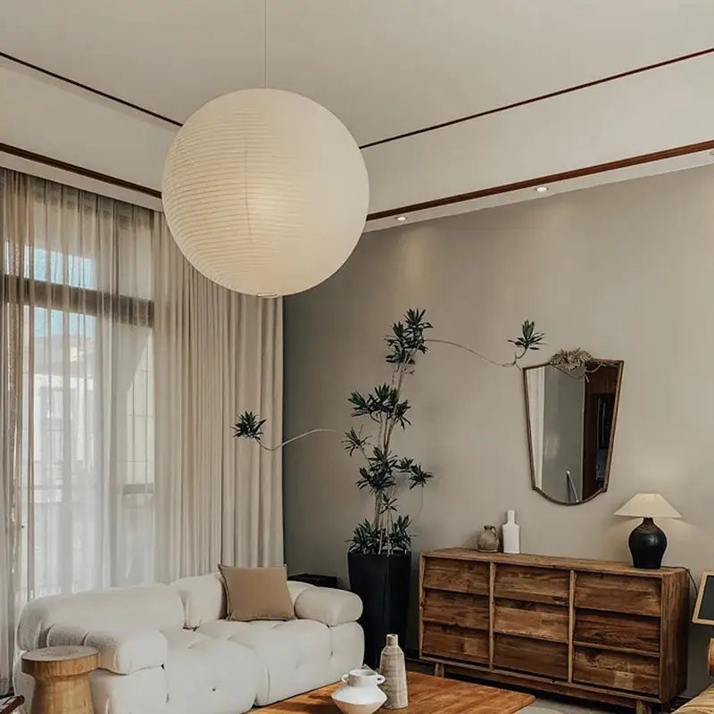 فوانيس أرز أكاري المعلقة من DecorBites™ - مصباح LED يدوي الصنع معلق لديكور المنزل