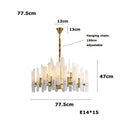 DecorBites™ Alabaster Gold Chrome Chandelier Suspension Luminaire for Living Room