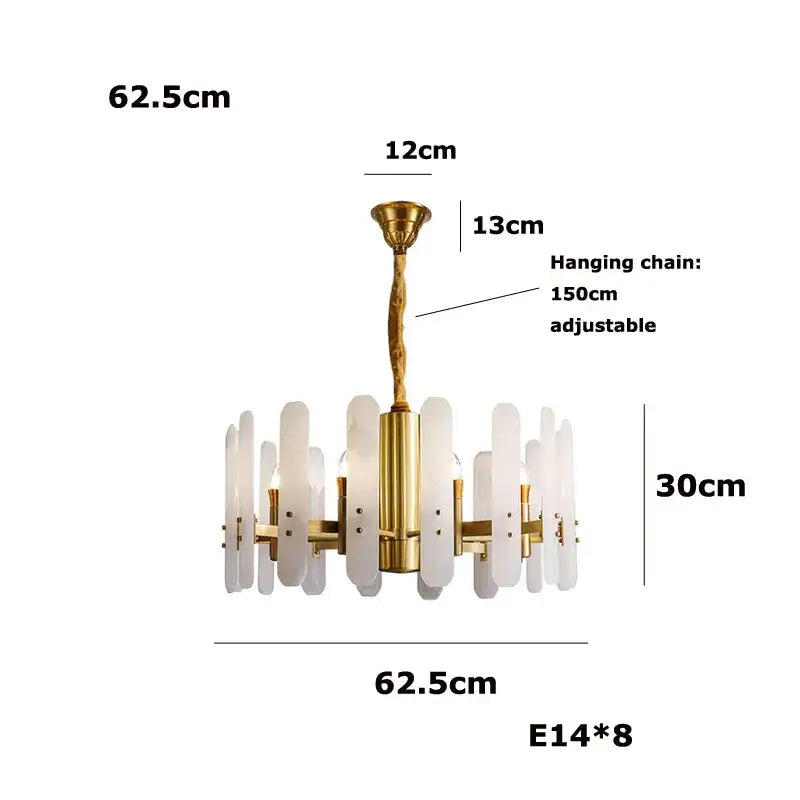 DecorBites™ Alabaster Gold Chrome Chandelier Suspension Luminaire for Living Room