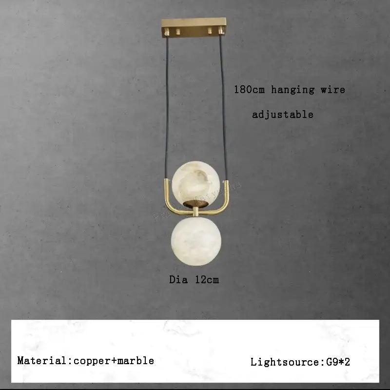 DecorBites™ Alabaster Marble Pendant Lights for Luxury Dining Room, Kitchen & Bar Décor