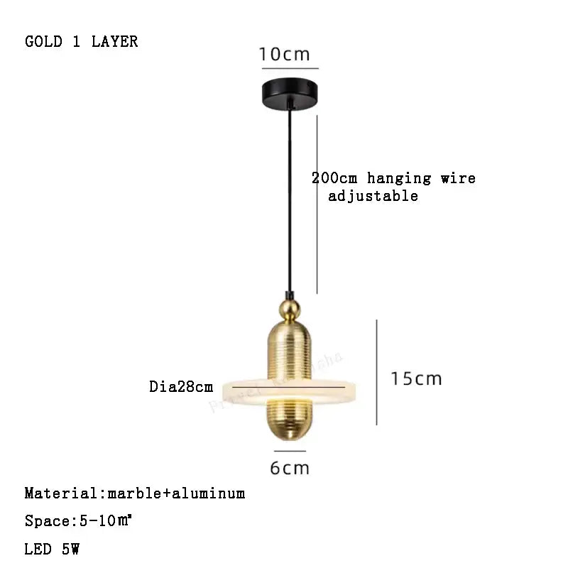 DecorBites™ Alabaster Marble Pendant Lights for Luxury Dining Room, Kitchen & Bar Décor