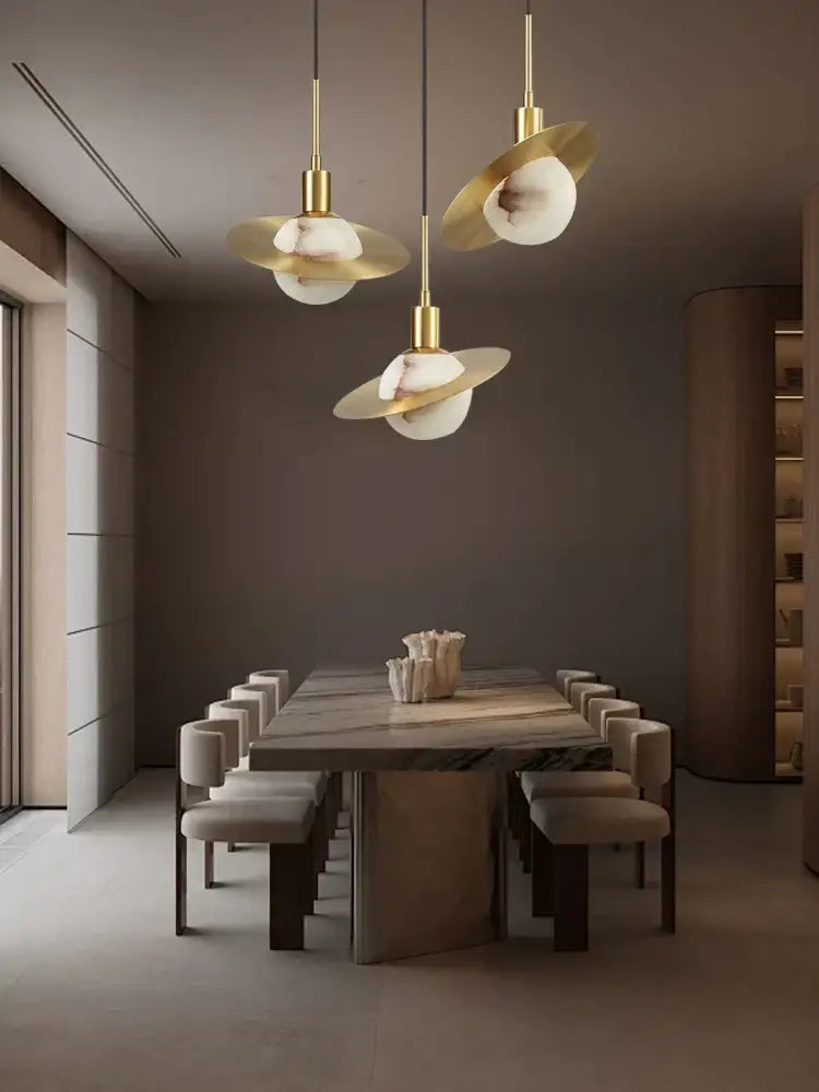 DecorBites™ Alabaster Marble Pendant Lights for Luxury Dining Room, Kitchen & Bar Décor