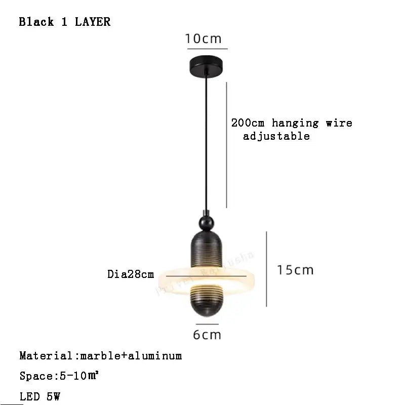 DecorBites™ Alabaster Marble Pendant Lights for Luxury Dining Room, Kitchen & Bar Décor