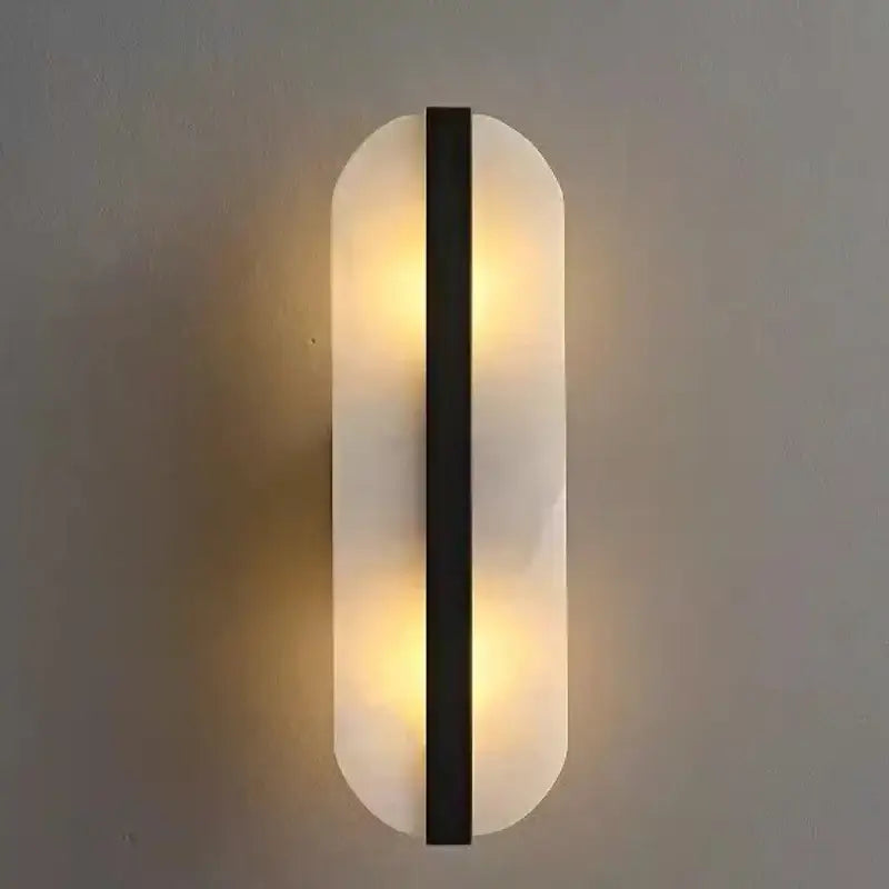 DecorBites™ Alabaster Moon Oval Marble Wall Lamp, Gold/Copper LED Sconce for Modern Indoor Decor