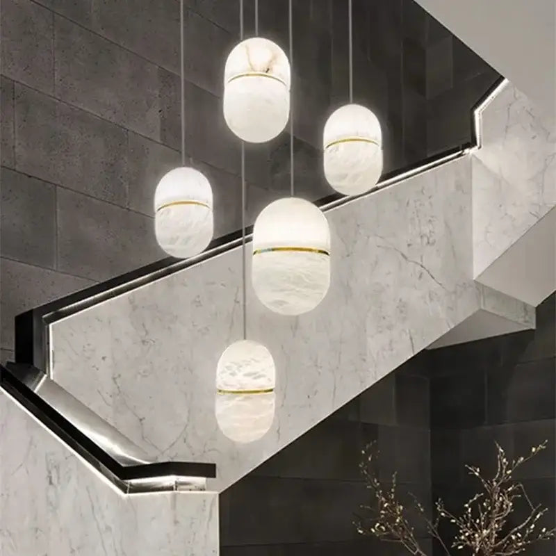 DecorBites™ Alabaster Pendant Lights LED Designer Hanging Lamps For Living Room