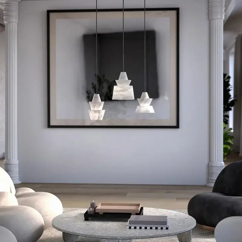 DecorBites™ Alabaster Pendant Lights LED Designer Hanging Lamps For Living Room