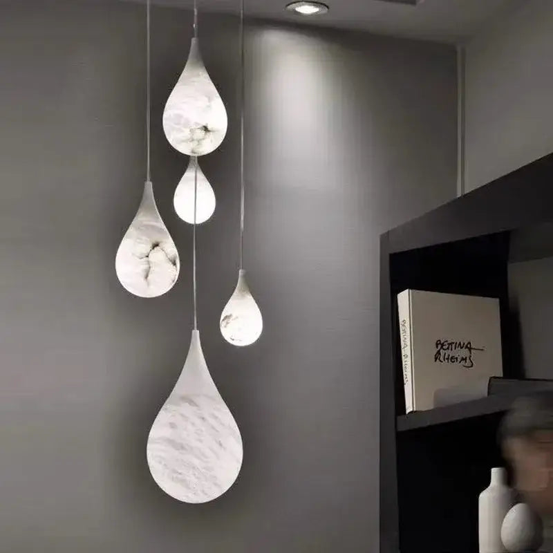 DecorBites™ Alabaster Pendant Lights LED Designer Hanging Lamps For Living Room