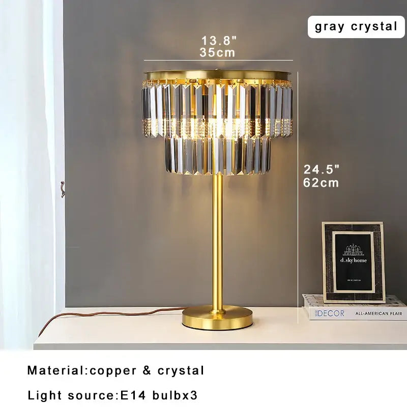DecorBites™ All Brass Crystal Floor Lamp Gold Luxury Decor Living Room Lighting