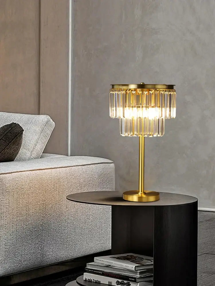 DecorBites™ All Brass Crystal Floor Lamp Gold Luxury Decor Living Room Lighting