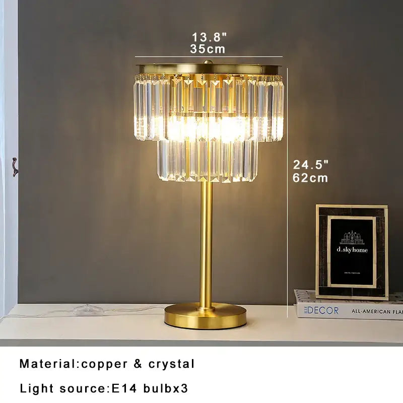 DecorBites™ All Brass Crystal Floor Lamp Gold Luxury Decor Living Room Lighting