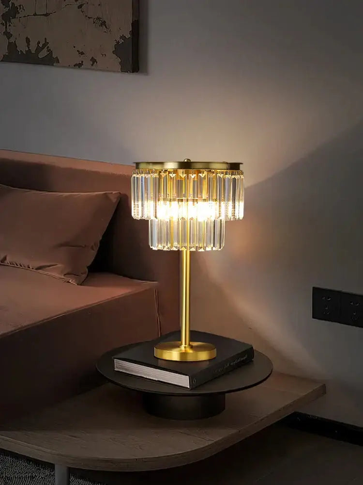 DecorBites™ All Brass Crystal Floor Lamp Gold Luxury Decor Living Room Lighting