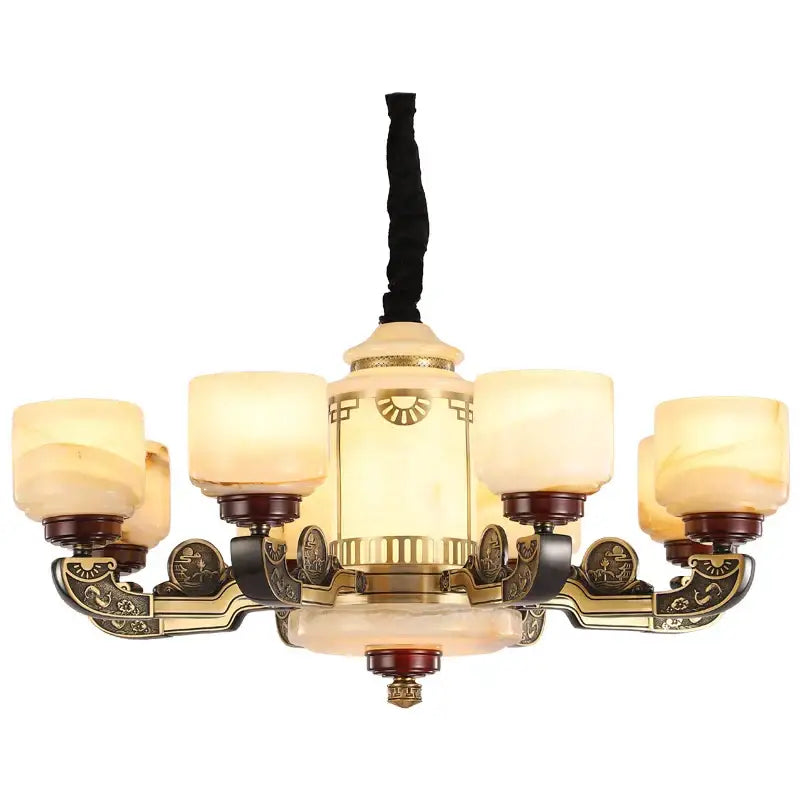 DecorBites™ All Copper Jade Chandelier | Chinese Style Living Room Dining Room Lighting