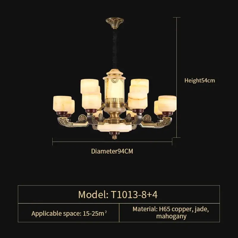 DecorBites™ All Copper Jade Chandelier | Chinese Style Living Room Dining Room Lighting