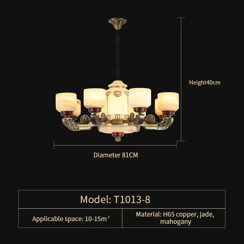 DecorBites™ All Copper Jade Chandelier | Chinese Style Living Room Dining Room Lighting