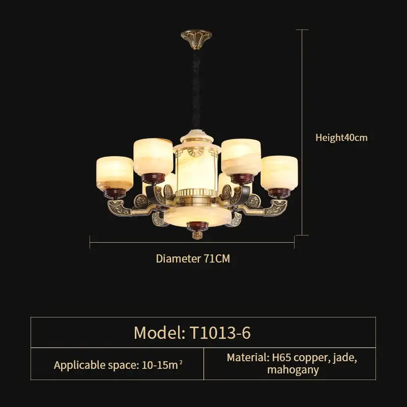 DecorBites™ All Copper Jade Chandelier | Chinese Style Living Room Dining Room Lighting