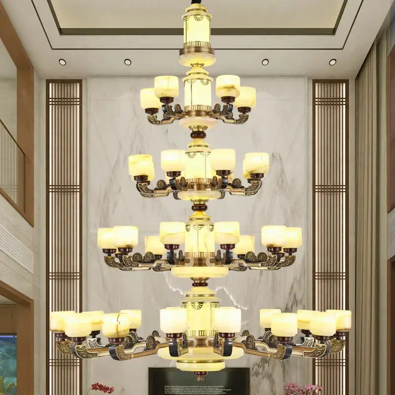 DecorBites™ All Copper Jade Chandelier | Chinese Style Living Room Dining Room Lighting