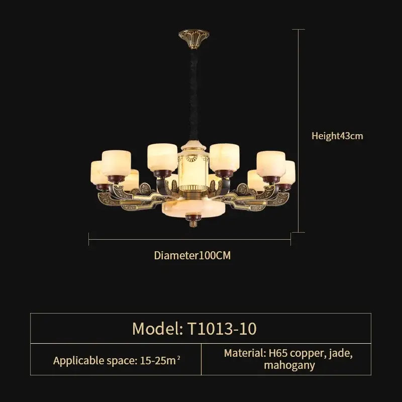 DecorBites™ All Copper Jade Chandelier | Chinese Style Living Room Dining Room Lighting