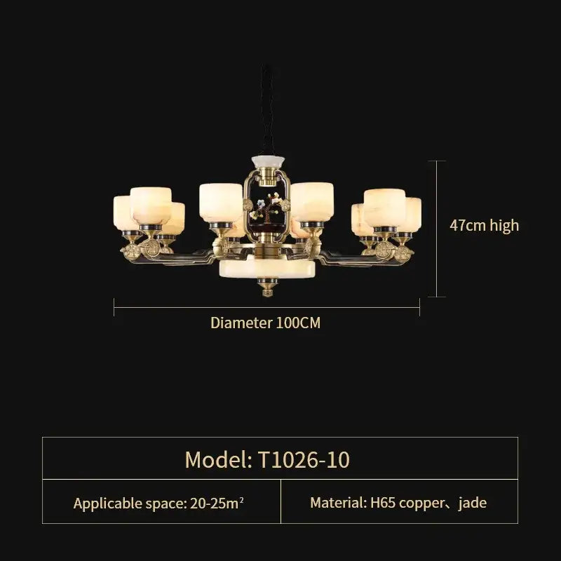 DecorBites™ All Copper Jade Chandelier for Living Room, Villa Duplex Multi-storey Lighting