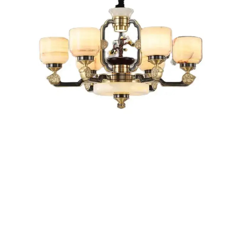 DecorBites™ All Copper Jade Chandelier for Living Room, Villa Duplex Multi-storey Lighting