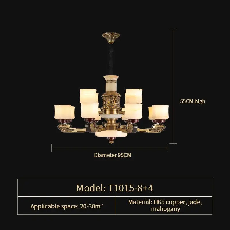 DecorBites™ All Copper Marble Jade Chandelier: Luxury Living Room Hall Bedroom Lighting