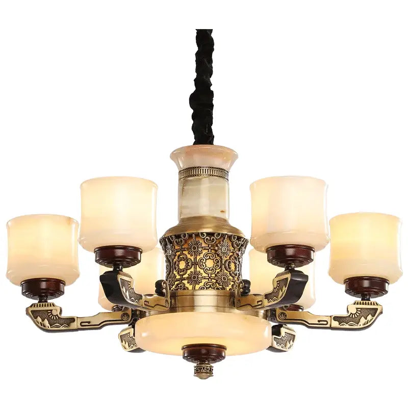 DecorBites™ All Copper Marble Jade Chandelier: Luxury Living Room Hall Bedroom Lighting