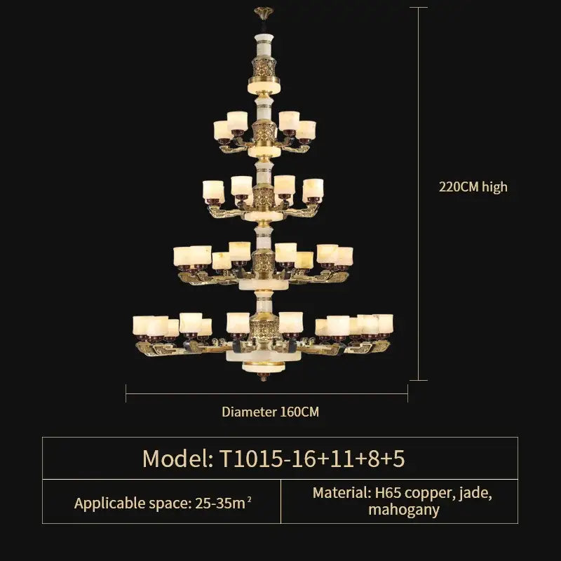 DecorBites™ All Copper Marble Jade Chandelier: Luxury Living Room Hall Bedroom Lighting