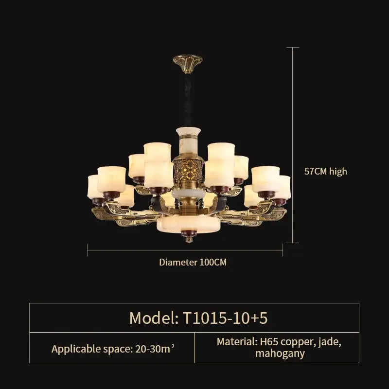 DecorBites™ All Copper Marble Jade Chandelier: Luxury Living Room Hall Bedroom Lighting