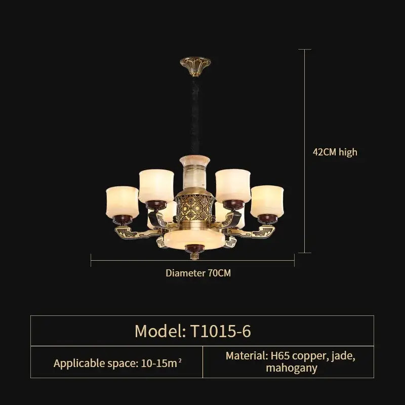DecorBites™ All Copper Marble Jade Chandelier: Luxury Living Room Hall Bedroom Lighting