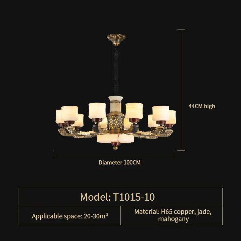 DecorBites™ All Copper Marble Jade Chandelier: Luxury Living Room Hall Bedroom Lighting