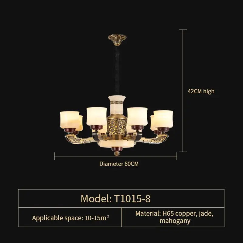 DecorBites™ All Copper Marble Jade Chandelier: Luxury Living Room Hall Bedroom Lighting