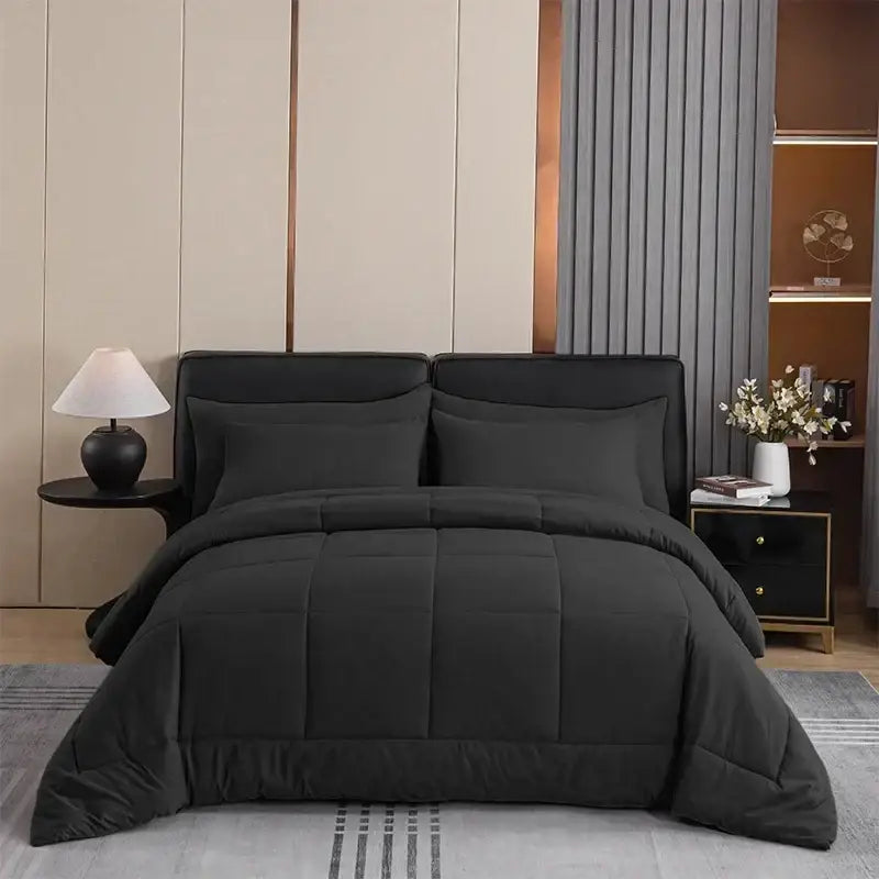 DecorBites™ All-Season Quilted Comforter Set - Queen/King Size Soft & Durable Blanket