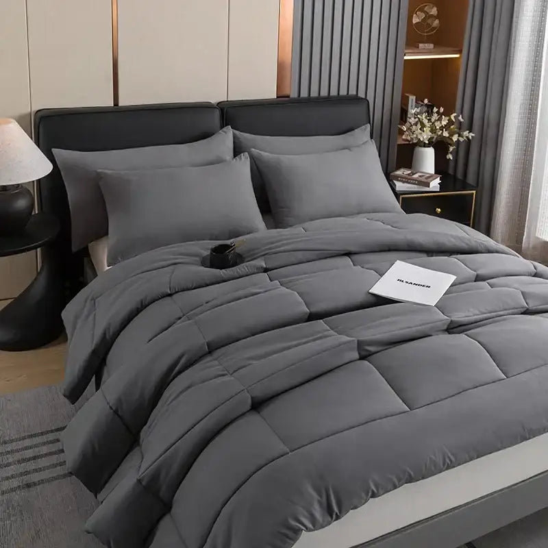 DecorBites™ All-Season Quilted Comforter Set - Queen/King Size Soft & Durable Blanket